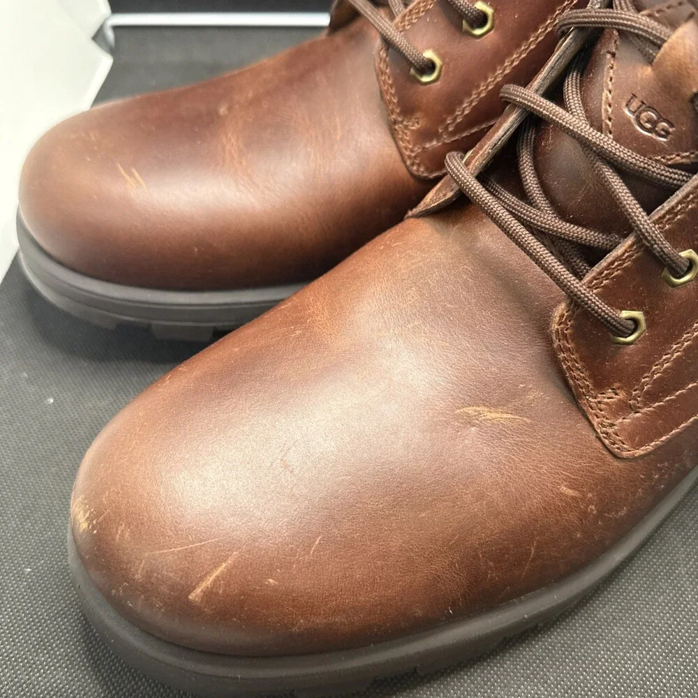 Ugg Kirkson 1120992-CLTHR Boots Men's 12 Chestnut Leather Waterproof Ankle UZI47